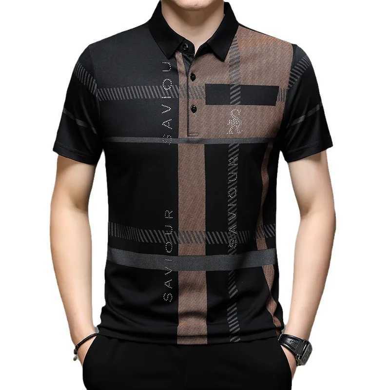 2025 Summer New Style Mens Middle-aged and Young Lapel Roman Cloth Printing Fashion Trend Short-sleeved T-shirt POLO Shirt X250306