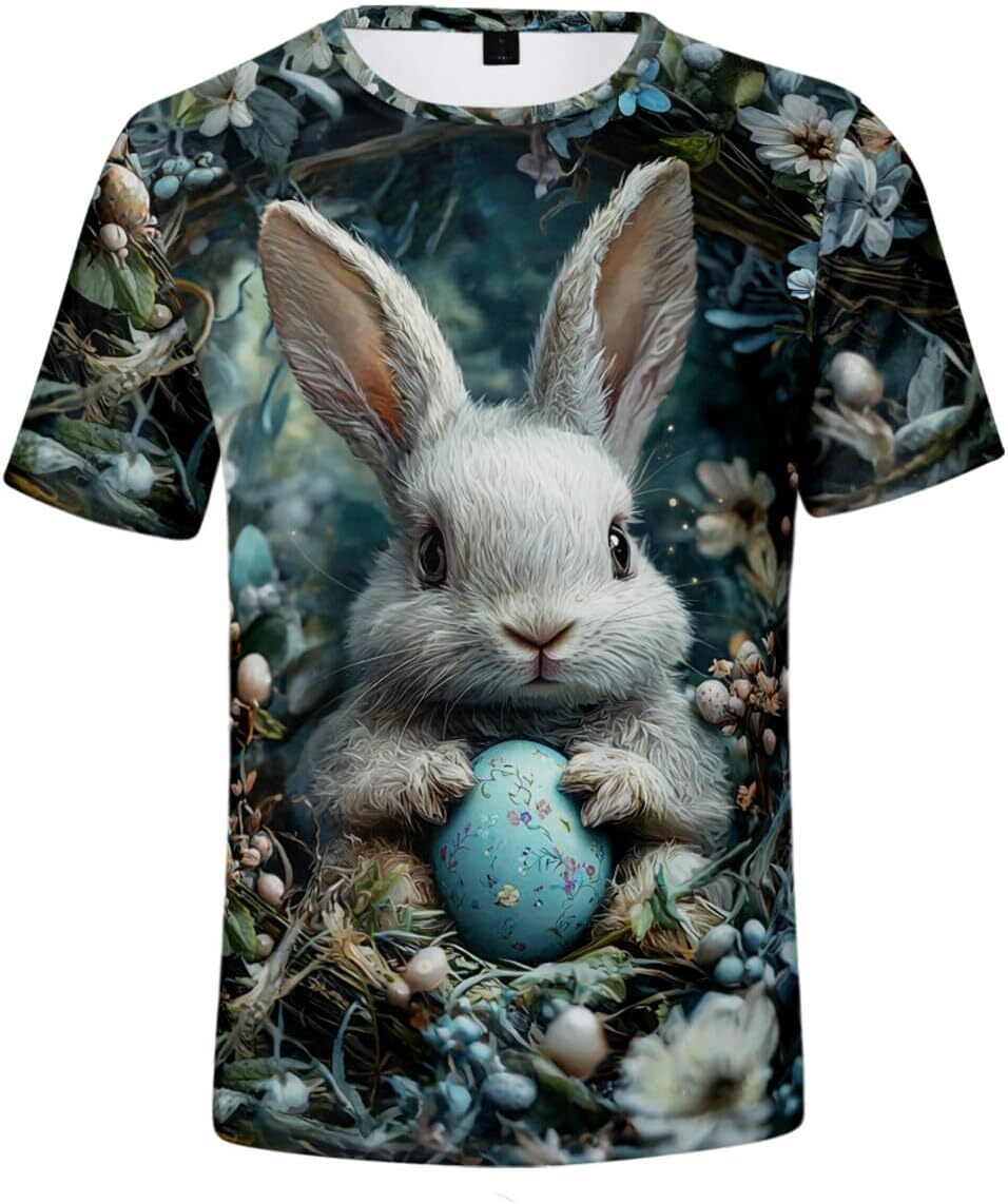 Mens T shirt Shirt 3D Print Novelty T-Shirt Fashion Short Sleeve Tee for Men and Women Rabbit Graphic Crew Neck. tee Casual tops summer clothes