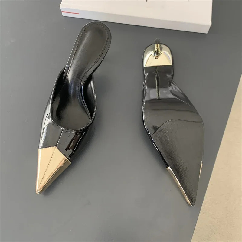 Eilyken Spring Fashion Serpentine Pointed Toe Women Slippers Sexy Thin Heels Sandals Stripper Banquet Mule Female Shoes 250305