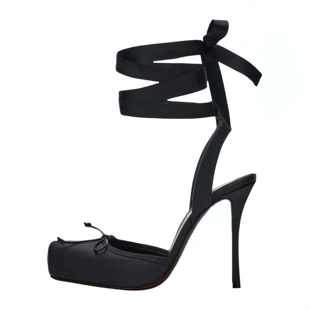 2025 Spring New Square-Toe High Heels Bow Knot Peep-Toe Platform Sandals for Women, Sexy Evening Party Club Wedding Shoes