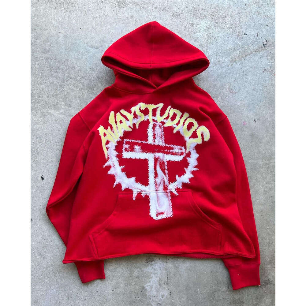 Autumn and Winter New Style Fried Street Cross Printed Unisex Design Sense Young Fashion Hoodie Sweatshirt gift for man