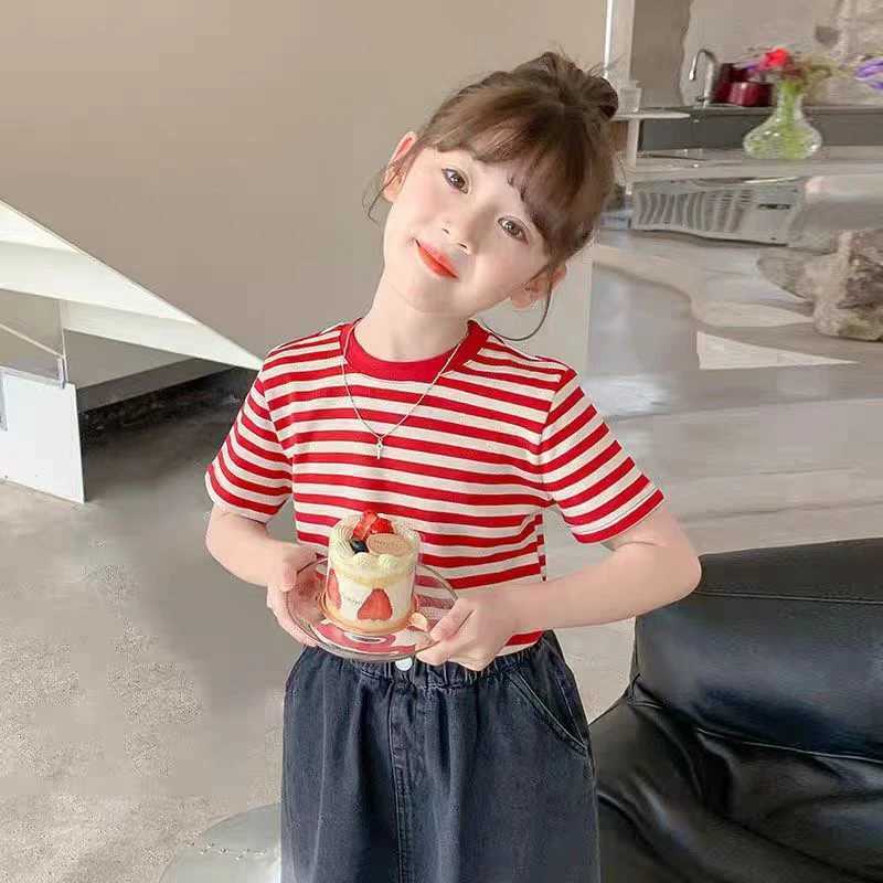 Striped Cute Baby Short Sleeved T-shirt Children Clothes Tops Boys Sweatshirt Kids O-neck Pullover Blouse 1 2 3 4 5 6 7 8 yearsT250306