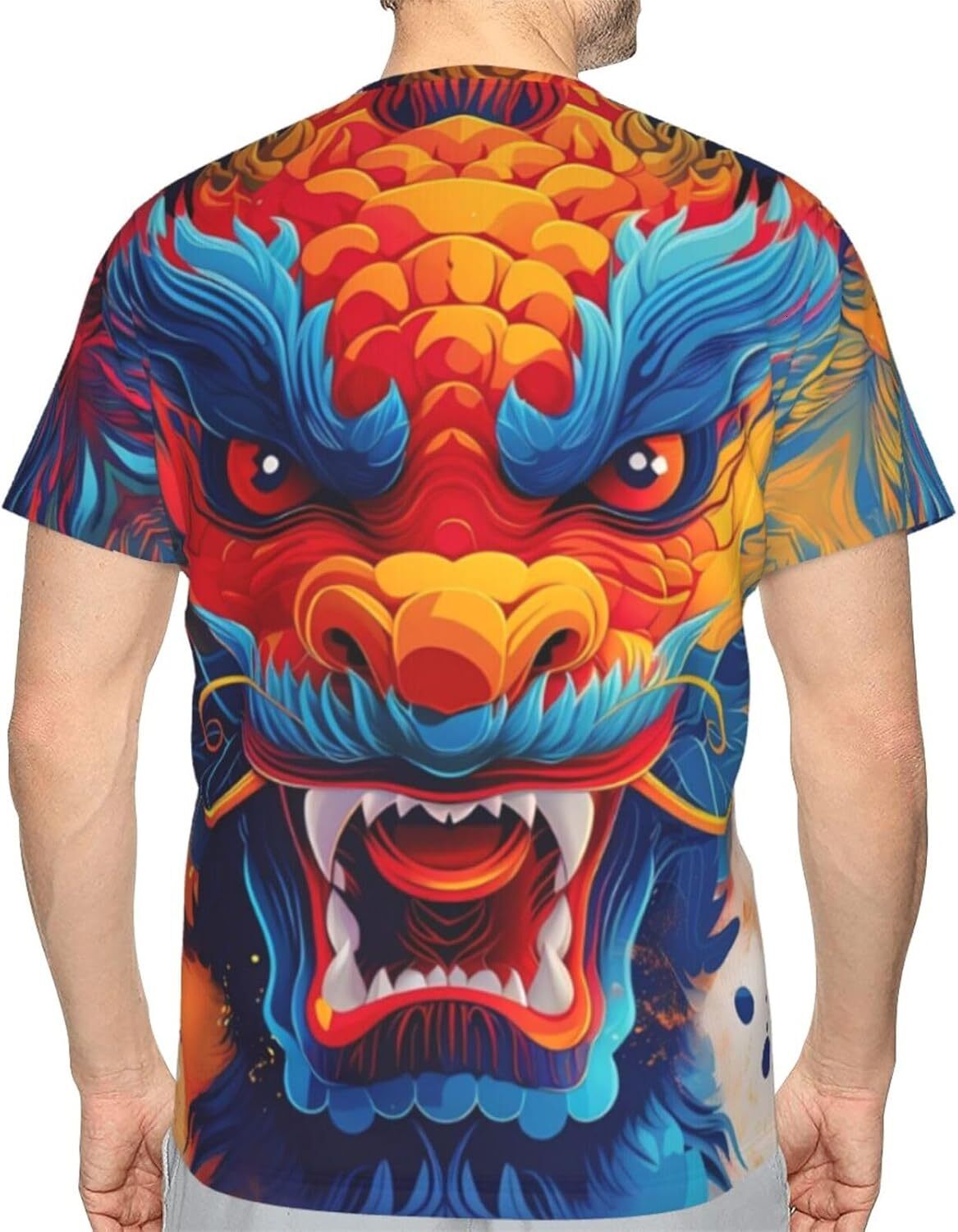 Mens T shirt Chinese Dragon Funny 3D Printed T-Shirt for Men Women Colorful Fantasy Animals Comfort Fit Trendy Casual Short Sleeve Top tee Casual tops