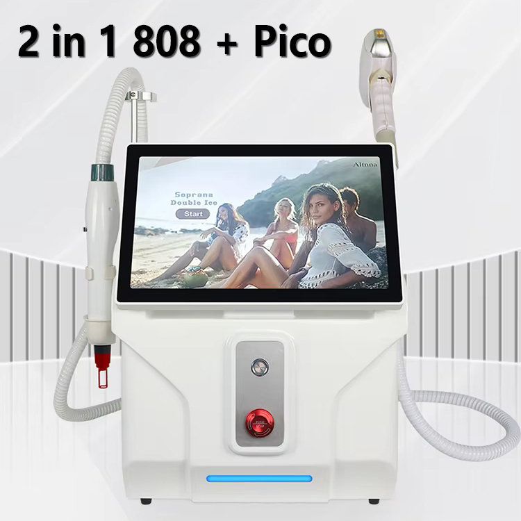 New 808 Diode + Pico Hair Removal Freezing Point System Painless Skin Rejuvenation Diode Laser + Nd Yag Picosecond Laser Tattoo Removal Anti-pigment M