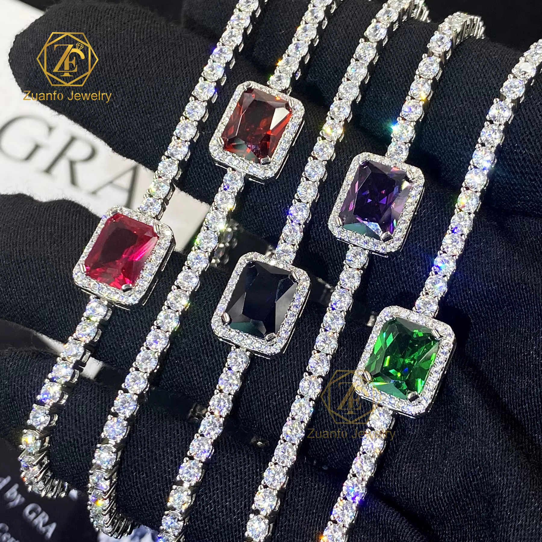 New Trend Colorful Diamond Bracelet Oval/Round/Heart/Cushion Fancy Shape VVS1 Clarity Moissanite 925 Silver Tennis Bracelet