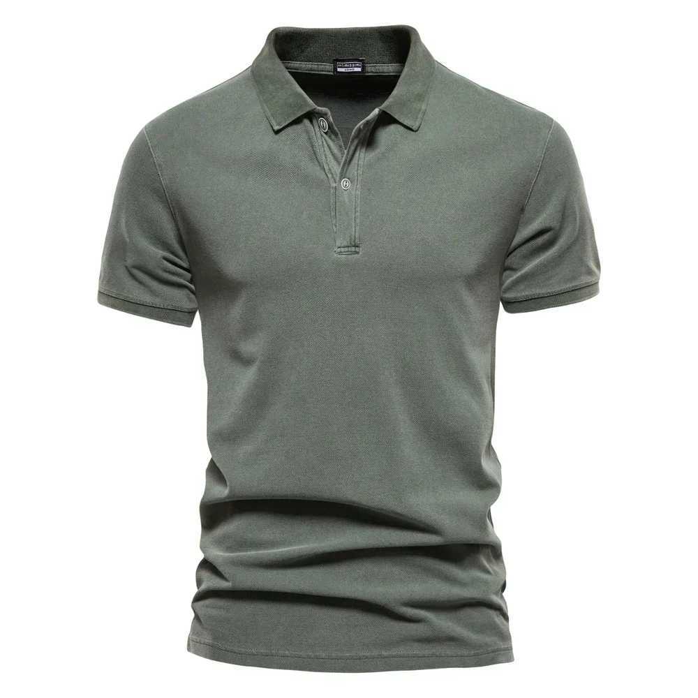 Summer Mens Polo Shirts High-quality Pure Cotton Solid Color Short Sleeve Shirt Male Fashion Casual T-shirts Men Clothing X250306