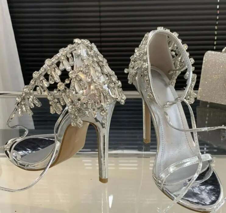 2025 new women's fashion high heels Crystal high-heeled sandals Sexy Thin High Heels Sandals