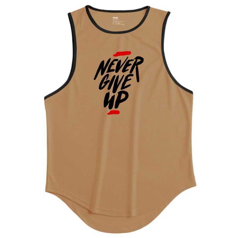 NEVER GIVE UP Summer Quick Dry Fitness Mens Tank Tops Gym Clothing Fashion Loose Basketball Vest Run Sports Sleeveless T-ShirtsT250318