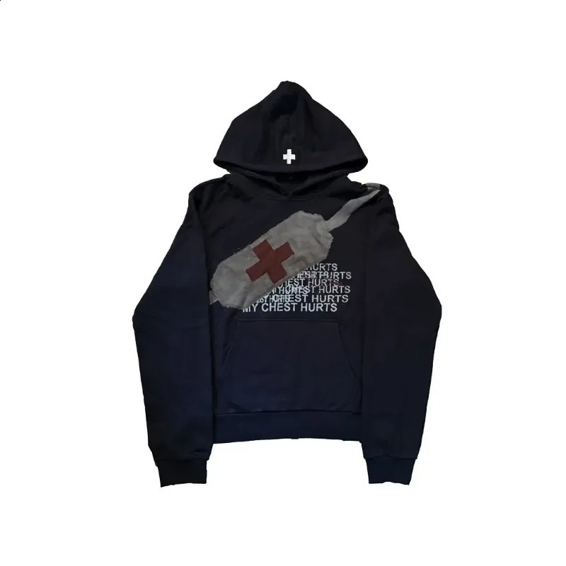 European and American Spring Fashion Street Loose Pullover Hoodie Men Y2k Goth Hip-hop Rock Oversized Sweatshirt Women 250305