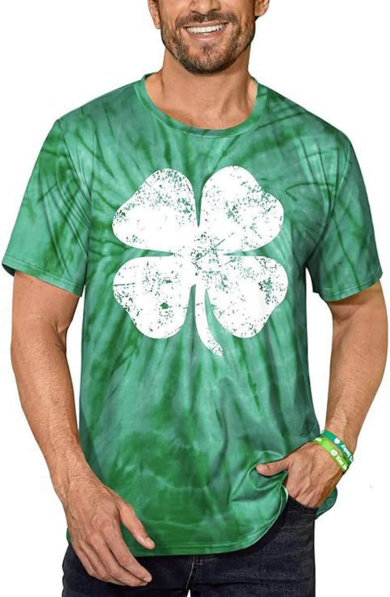 Mens T shirt Shirt 3D Print Novelty Green Clover T-Shirt Fashion Short Sleeve Tee for Men and Women Graphic Crew Neck. tee Casual tops summer clothes