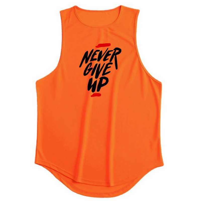 NEVER GIVE UP Summer Quick Dry Fitness Mens Tank Tops Gym Clothing Fashion Loose Basketball Vest Run Sports Sleeveless T-ShirtsT250318