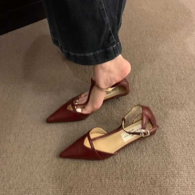 Spring New Wen Sandals Fi Pointed Toe Shallow Ladies Elegant Slingback Shoes Thin Low Heel Outdoor Dress Pumps Y250306