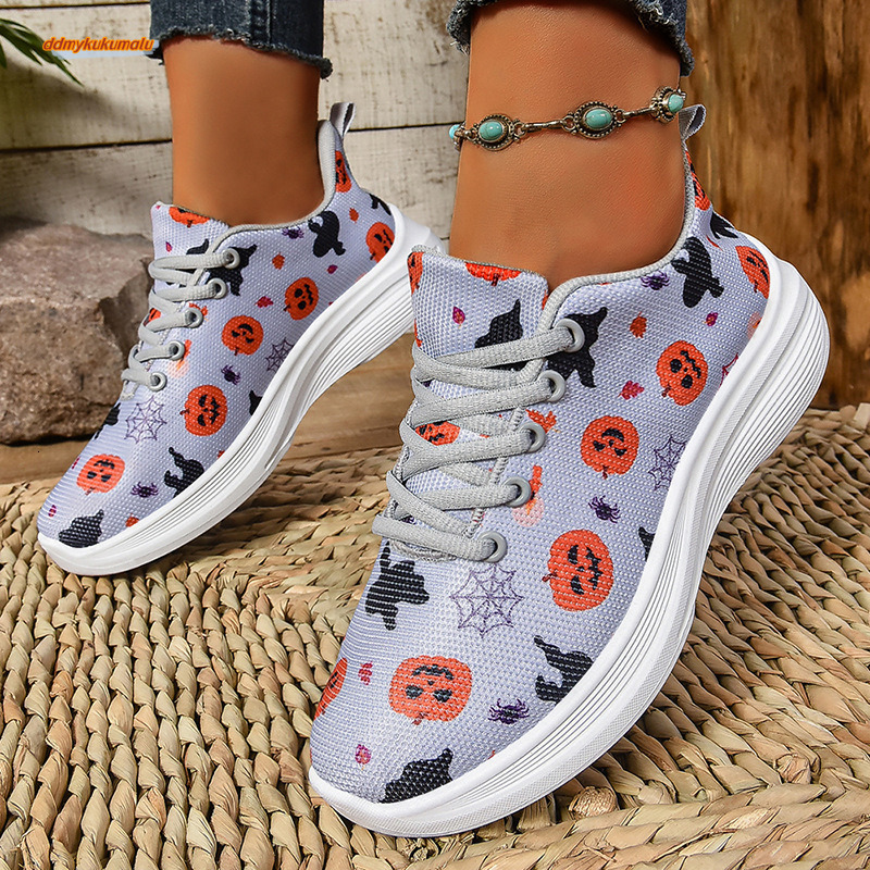 Autumn Women's Sports 2025 New Temu Halloween Fashion Mesh Breathable Casual Shoes #ddmykukumalu