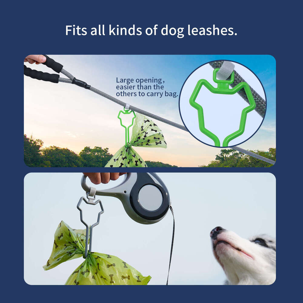 New pet garbage bag hands-free clip for walking dogs, extendable bracket rope, dog traction rope dispenser