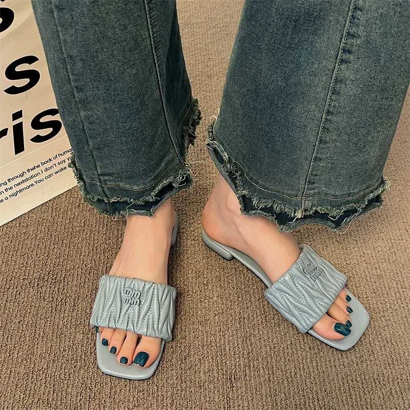 Luxury wens slippers 2024 summer open-toed beach shoes outdoor leisure and flat slippers beach flip flops Y250306
