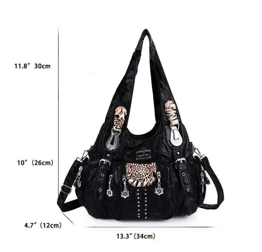 Angelkiss Women Fashion Handbags Large Bags PU Leopard Handbag Female Satchel Big-Capacity Shoulder Purse Bag Bolsa