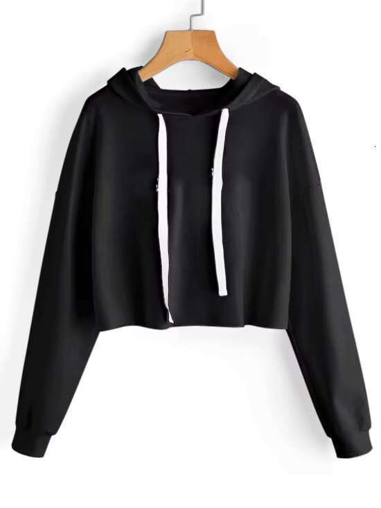Custom Ladies Fall Fashion Long Sleeve Cotton Drop Shoulder Cropped Women's Hoodie