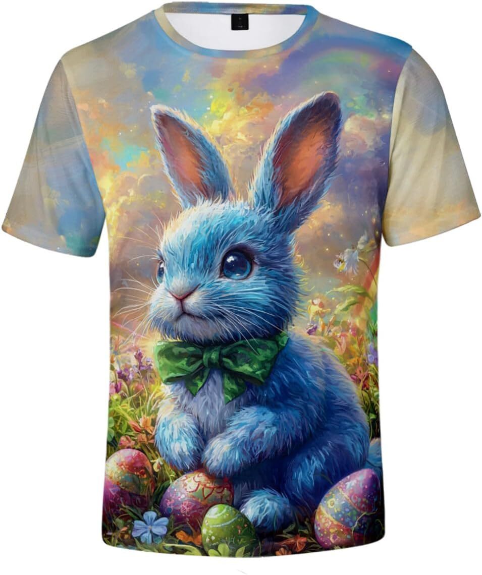 Mens T shirt Shirt 3D Print Novelty T-Shirt Fashion Short Sleeve Tee for Men and Women Rabbit Graphic Crew Neck. tee Casual tops summer clothes