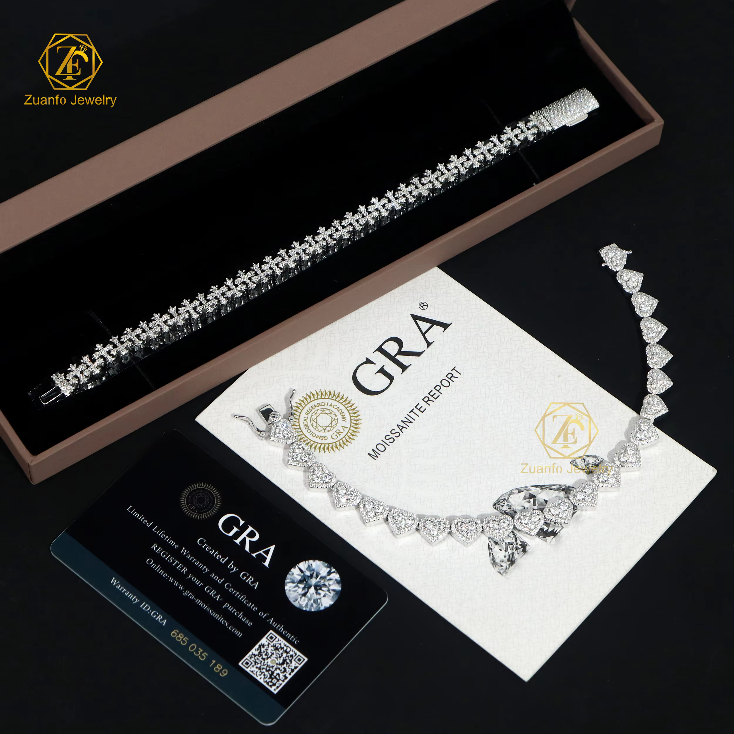 Custom Heart Cross Silver 925 Hip Hop Iced Cuban Link Bracelet VVS Moissanite Diamond Womens Fine Jewelry