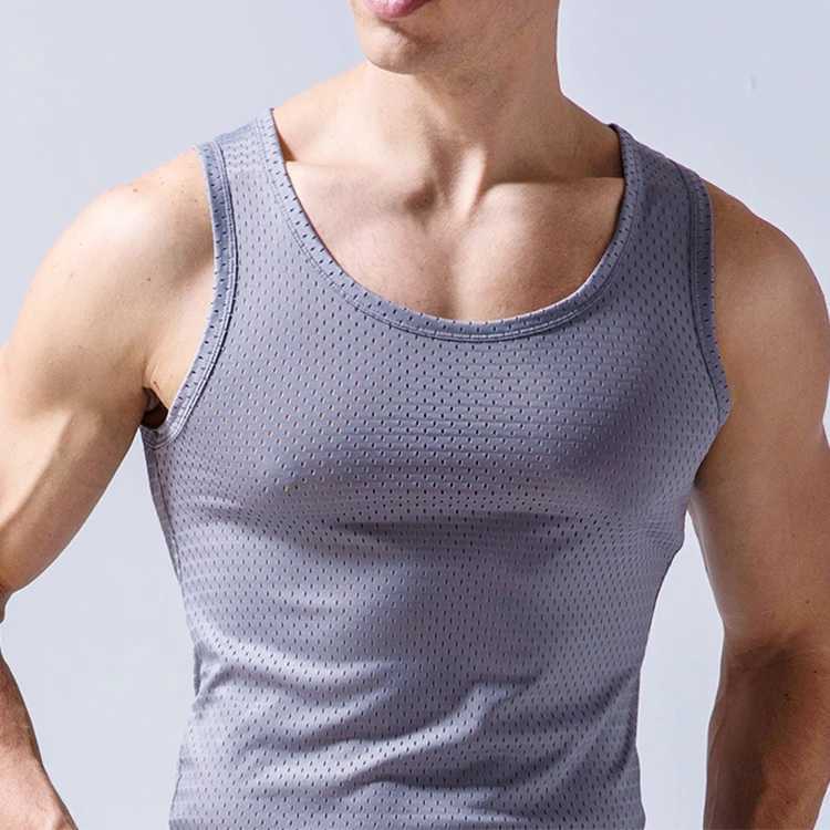 Mens Underwear Sleeveless Mesh Tank Top Solid Muscle Vest Undershirts V-neck Sport T-shirt Mens Vest Bodybuilding Mens Tank TopT250318