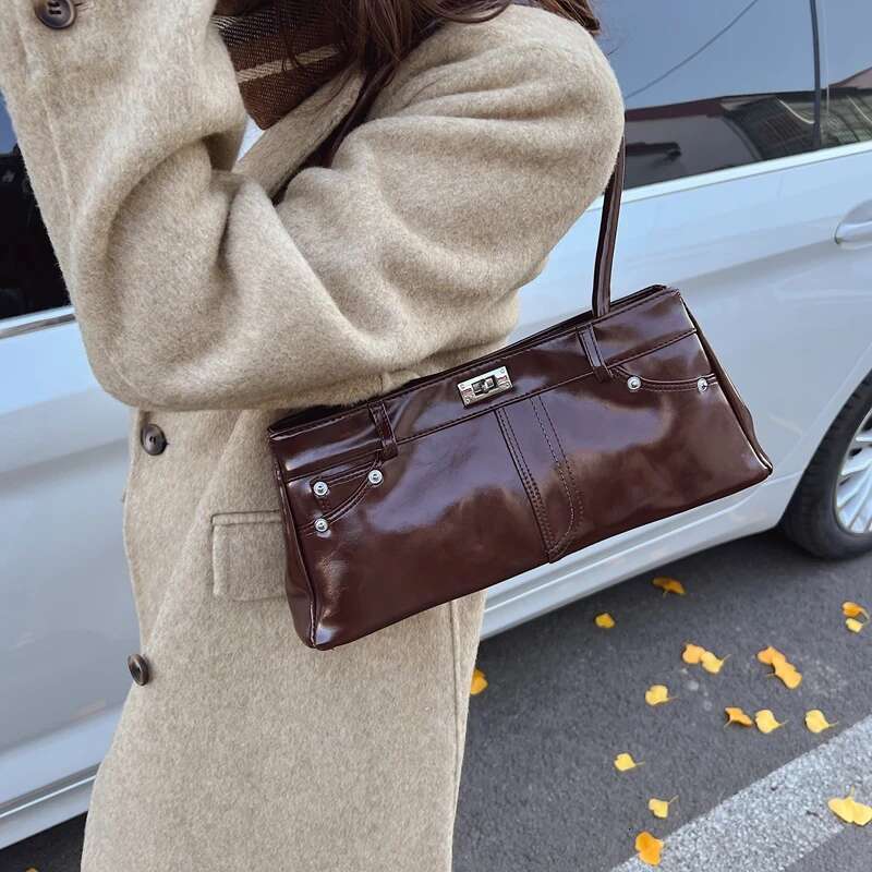 Jeans Styg Underarm Shoulder Bags For Women Bright PU Leather Armpit Satchels Casual Street Tote 2025 Latest Designer Handbag
