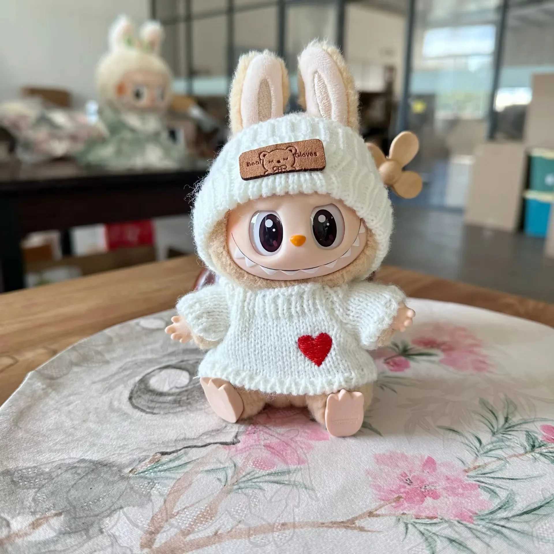 For 17cm labubu doll outfit clothes bear label hat love sweater set Cute Decoration Little ClothesT250307