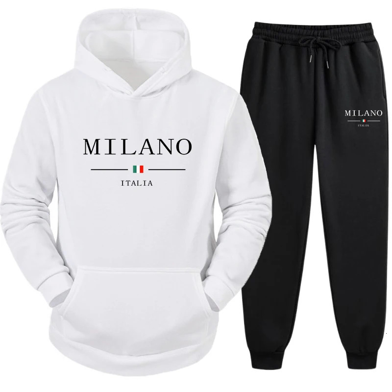High Quality Men Two Piece Outdoors Mens Tracksuit Set Sportswear Sweatpants Hoodie Fashion Comfortable Casual Jogging 250306
