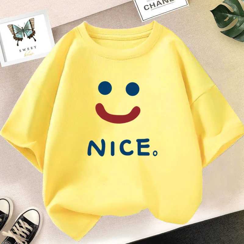 Happy Smile Design Girls Tshirt Kids Street Breathable Tops Personality Cotton Clothing Summer Cool Sports T-ShirtsT250306