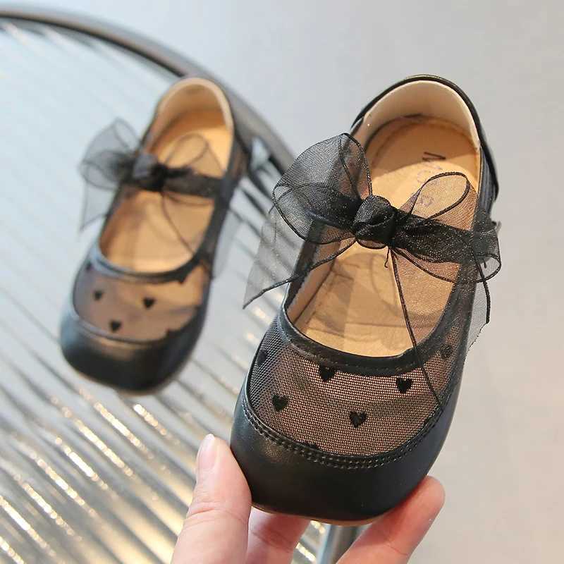 Little Girls Mary Janes Mesh Riband Square Toe Cute Children Flat Shoes 21-30 Toddler Autumn Three Colors Stylish Kids ShoeT250306
