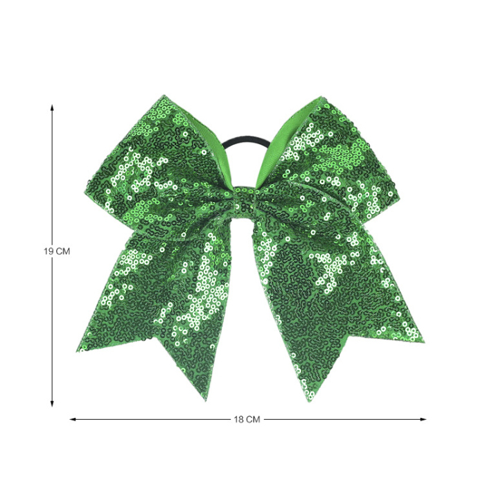 Children Large Glitter Cheer Hair Bows Girls Colorful Sequin Kids Solid Color Bow Elastic Hairbands Ponytail Kids Hair Band Ties Hair Accessories MA07