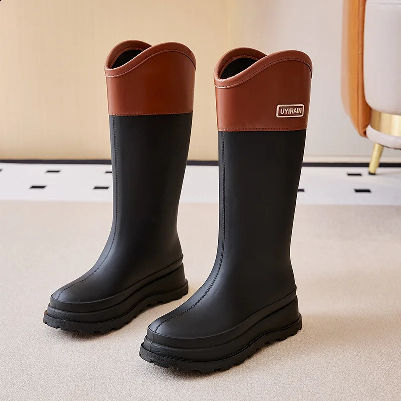 Adult Fashionable High-top Rain Boots Womens Waterproof and Non-slip Rain Boots for Outdoor Travel and Camping Cotton Warm Boot 250304