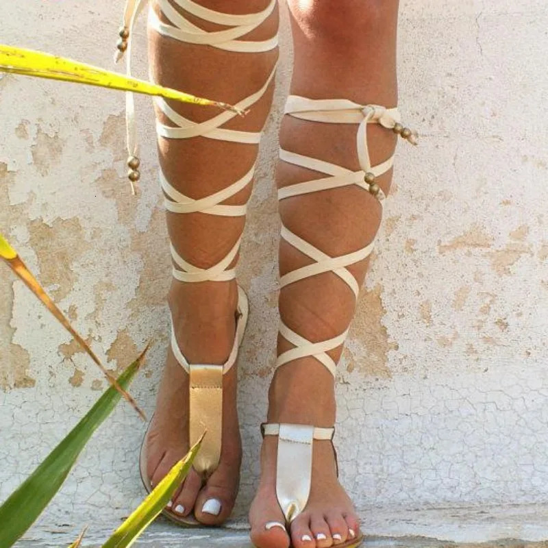 Gladiator Women Flat Sandals Ladies Clip Toe Cross Strap Thong Sandals Shoes Woman Beach Free-binding Sandalen Dames 250306