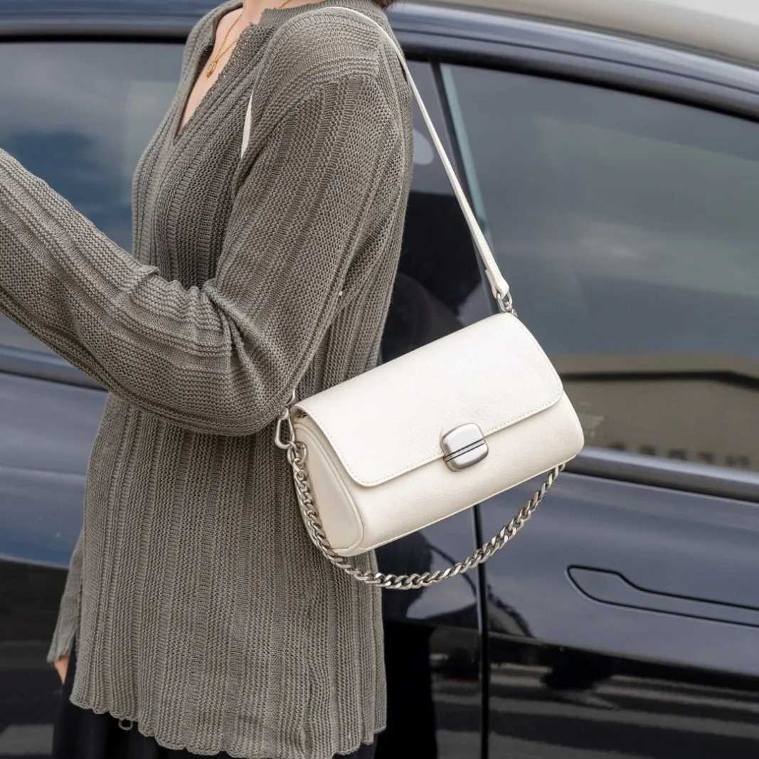 Supple Genuine Leather Wens Barrel Crossbody Bag - Cmuter-Friendly Small Chain Strap Shoder Bag for ryday Chic Y250305