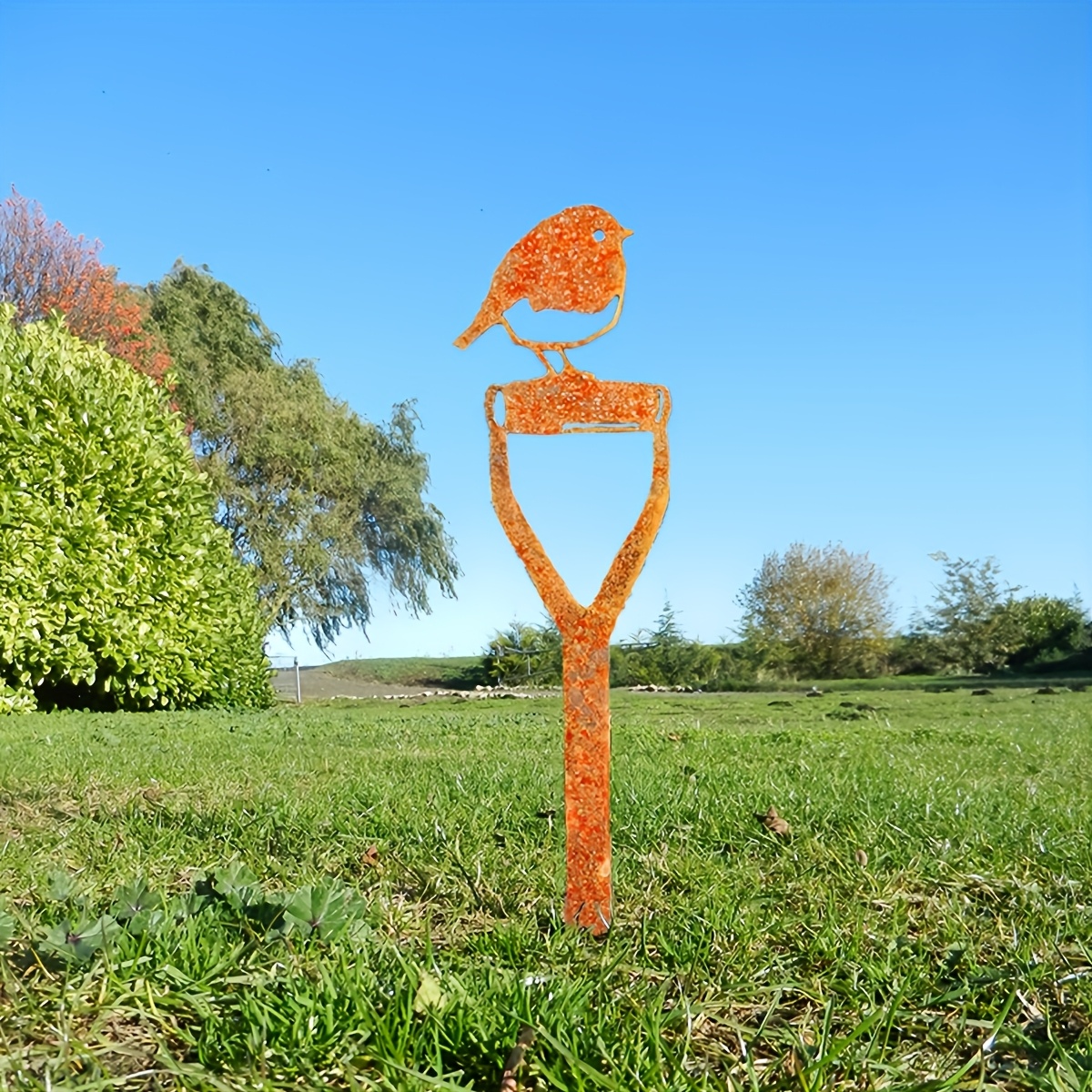 1 Piece Rustic Mockingbird Statue on Shovel Handle Rustic Mockingbird Garden Art Decor Gardener Gift Valentine's Day Easter Mother's Day Gif
