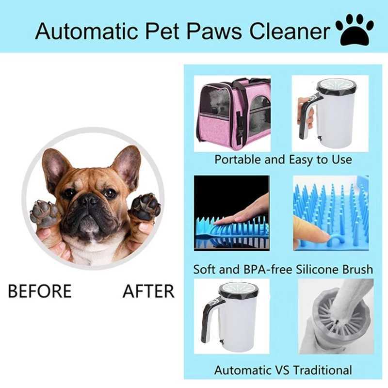 Automatic Electric Pet Foot Washer EU US Plug Feet Cleaning Cup Clean Tool Rechargeable Silicone Brush Paw Washer for Large Dogs M250306