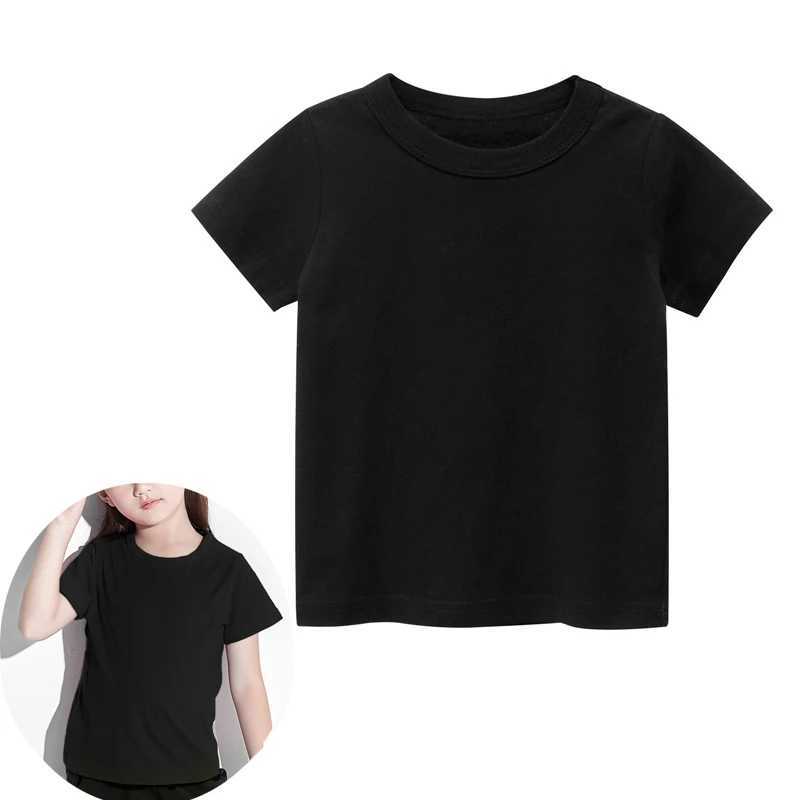 Summer Thin Kids Plain T Shirt Tops Child Boys Girls Short Sleeve Solid Color Cotton Clothes White Black Children Tees 1-8 YearsT250306