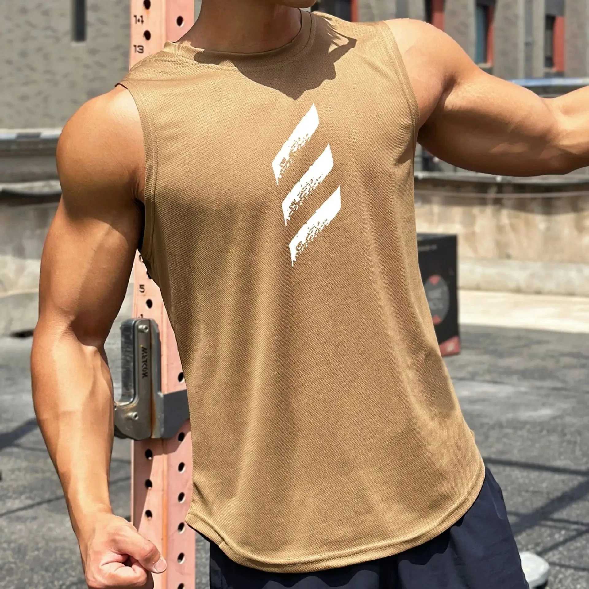 Summer Sports Undershirt Mens Sleeveless T-shirt Fast Dry Breathable Loose Undershirt Basketball Running Training FitnessT250318