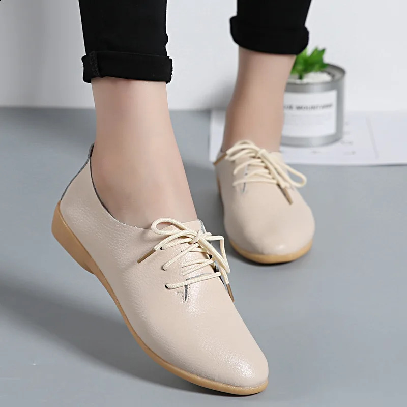 Genuine Leather Summer Loafers Women Casual Shoes Moccasins Soft Pointed Toe Ladies Footwear Women Flats Shoes Female yui8 250410