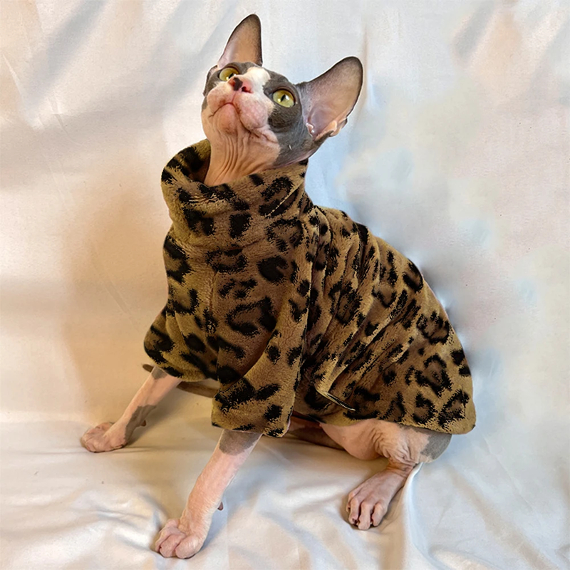 Sphynx Cat Clothes Winter Velvet Warm Soft 2- Layers Winter Jacket Thickened Hairless Cat Coat for Sphynx, Cornish Rex, Devon Rex, Peterbald Cat Cloth