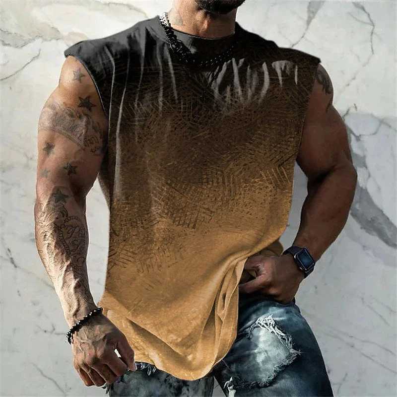 Mens 3D Print Vest Top Sleeveless T Shirt for Men Graphic Gradient Fashion Designer Muscle Daily Sports Gym T shirt SleevelessT250318