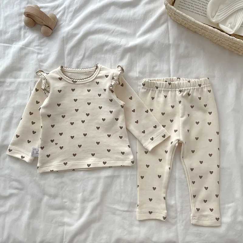 MILANCEL Baby Pajama Suit Heart Print Girls Sleepwear Newborn Sleeping Set M250306