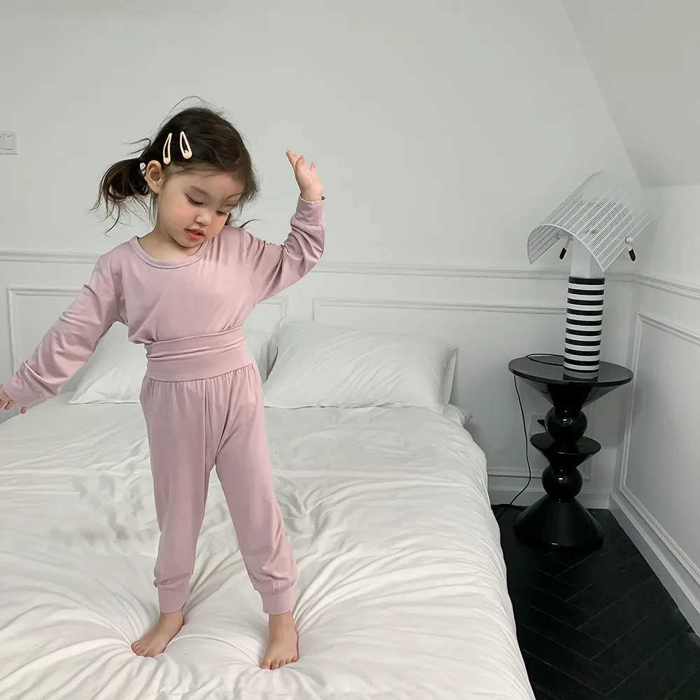 Kids Underwear Pajamas Sets 2pcs Korean Style Cotton High Quality Child Home Sleep Wear Clothes for Baby Girls Boy 1-8 Years Old M250306