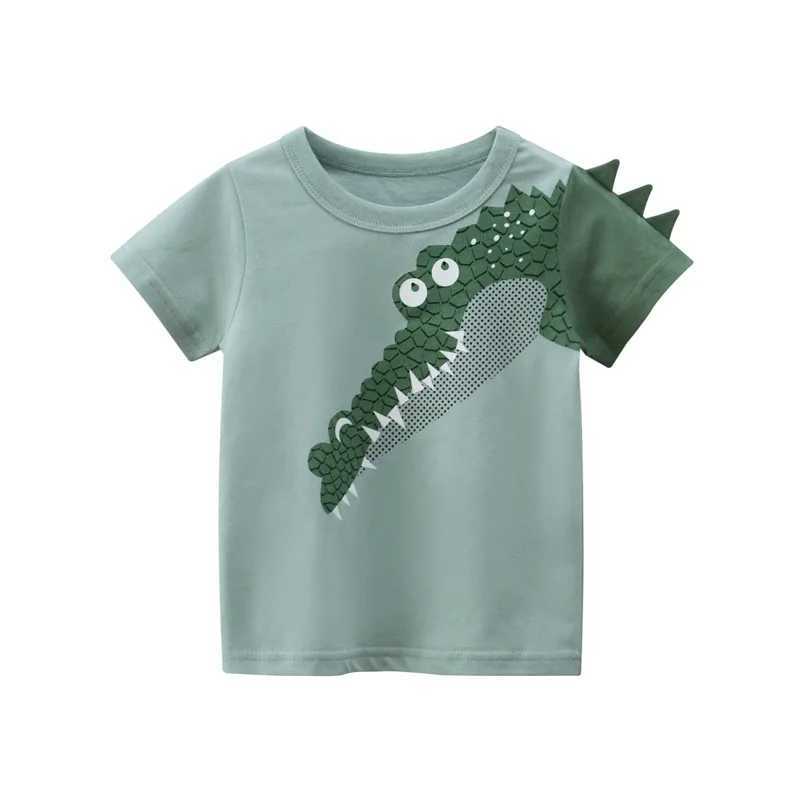 2-8T Crocodile Print Boys T Shirt Toddler Kid Summer Clothes Short Sleeve Cototn Tshirt For Boys Fashion Infant Top Chidrens TeeT250306