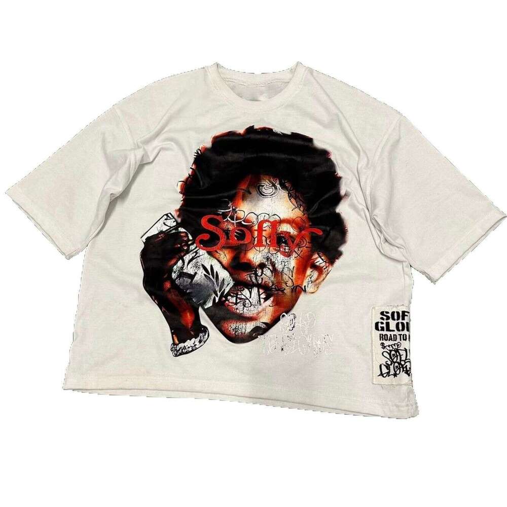 Unisex fashion trend explosive style elements street art T-shirt top