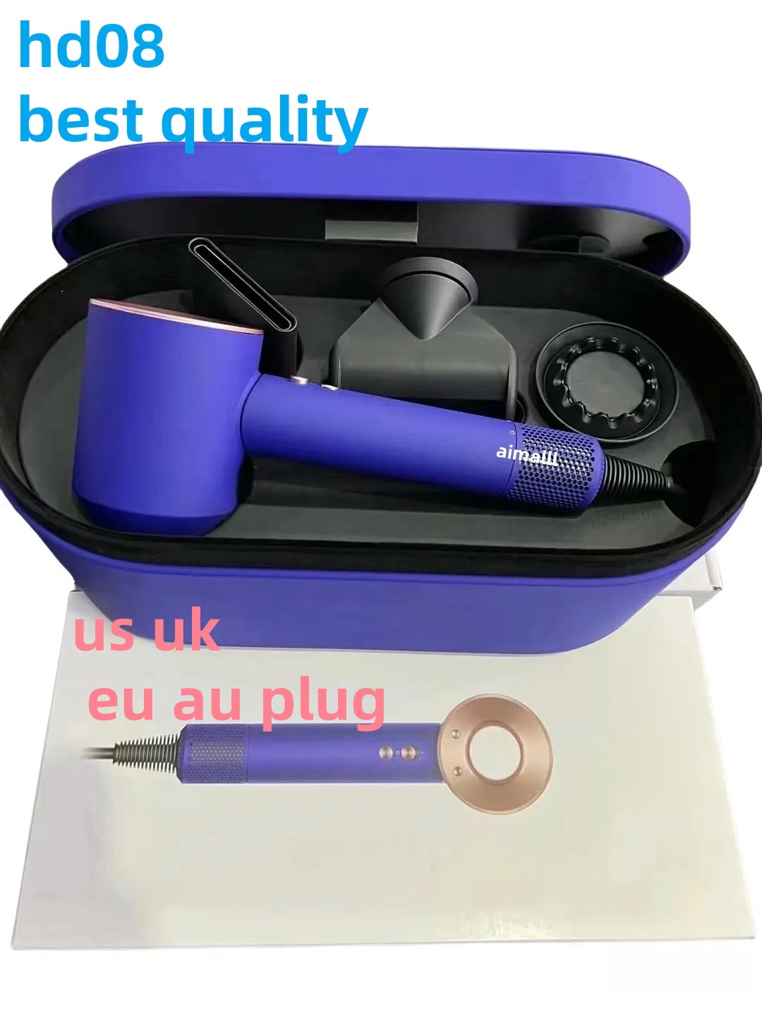 High Speed 08 Electric Hair Dryer 5 in 1 rotating connected nozzles Salon Modeling design Negative Ion Motor Constant Temperature Blow Dryer Local Warehouse