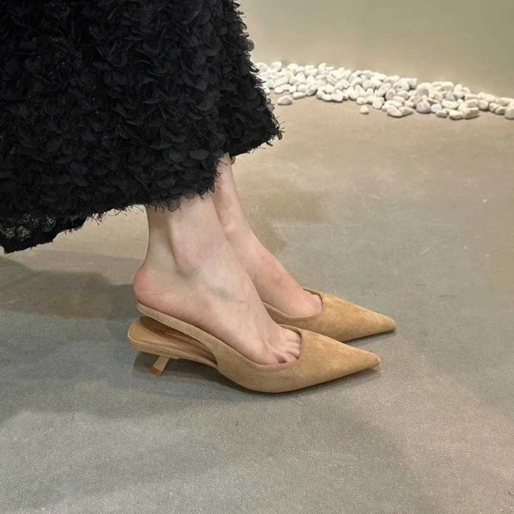 Wish Pumps Wedding Shoes High H Slingbacks Pointed Toe Sandals Summer Shoes Elastic Slip Bridal Shoes Wen Sandals Y250306