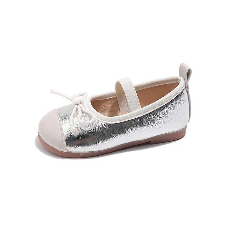 Little Girls Leather Shoes Children Flats Kids Chic Fashion Bowknot Princess Mary Jane Shoes New 2024 Autumn Glossy Dress ShoesT250306