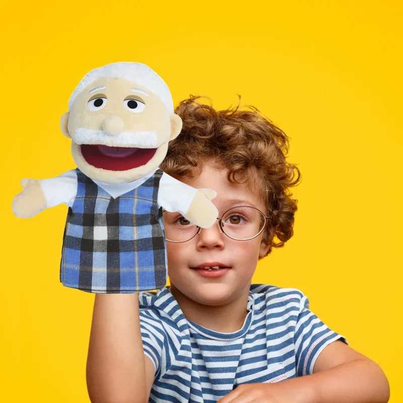 Free shipping Lovely Family Hand Mouth Opening Plush Role Playing Puppets For Children Storytelling Teaching Toys