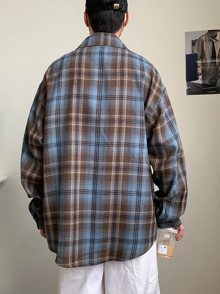 10XL Mens Plaid Long Sleeve Shirt Spring Plus Size 6XL 7XL 8XL 9XL Oversize Fashion Casual Loose Soft Dress Shirts 250303