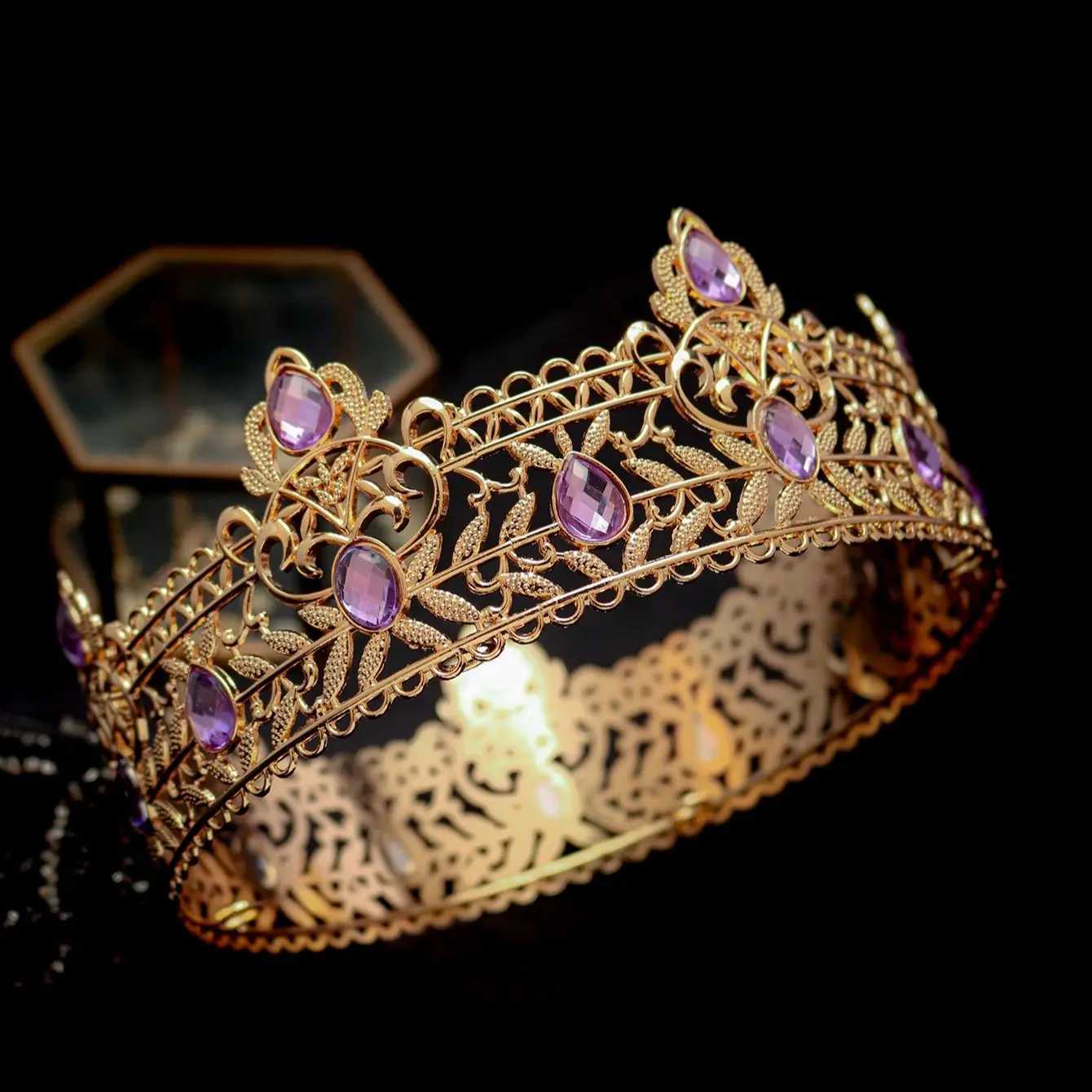 Round Wedding King Tiara piece For Men Rhinestone Royal Crown Hair Ornaments Important Occasion Jewelry Accessories X250306